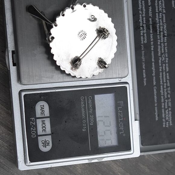 Sterling Silver Taxco Mexico Brooch/Pendant Inlay Crushed Lapis Turquoise READ - Picture 8 of 8